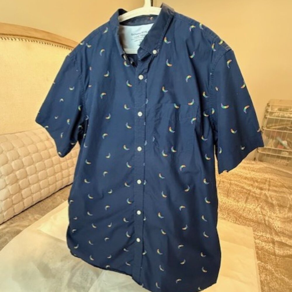 MENS BANANA REPUBLIC RAINBOW BANANA SHIRT, XL, TALL, SLIM FIT